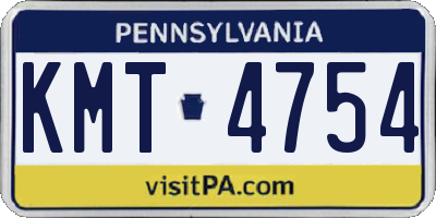 PA license plate KMT4754