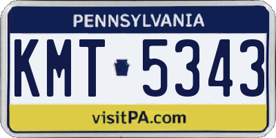 PA license plate KMT5343