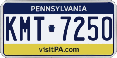PA license plate KMT7250