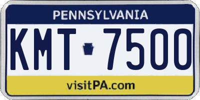 PA license plate KMT7500