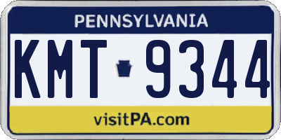 PA license plate KMT9344