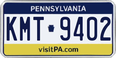 PA license plate KMT9402