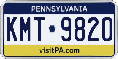 PA license plate KMT9820