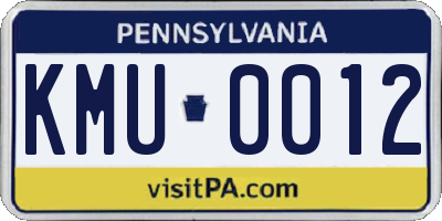 PA license plate KMU0012