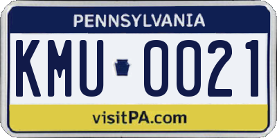 PA license plate KMU0021