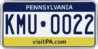 PA license plate KMU0022