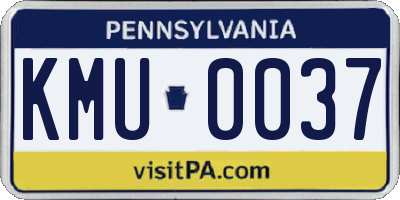 PA license plate KMU0037