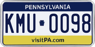 PA license plate KMU0098