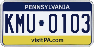 PA license plate KMU0103