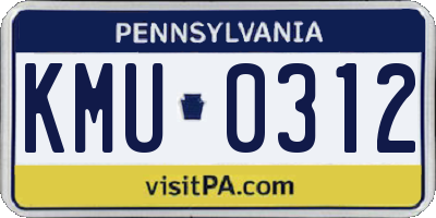 PA license plate KMU0312