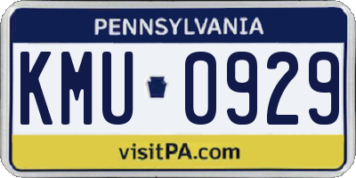 PA license plate KMU0929