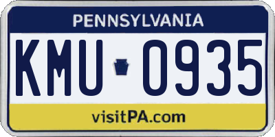 PA license plate KMU0935