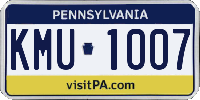 PA license plate KMU1007