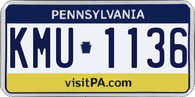 PA license plate KMU1136