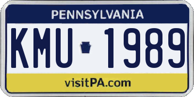 PA license plate KMU1989
