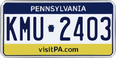 PA license plate KMU2403
