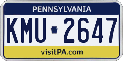 PA license plate KMU2647