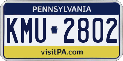 PA license plate KMU2802