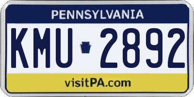 PA license plate KMU2892