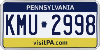 PA license plate KMU2998