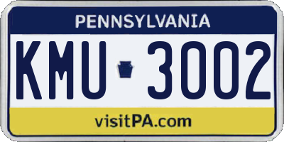 PA license plate KMU3002
