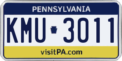 PA license plate KMU3011