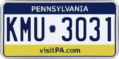 PA license plate KMU3031