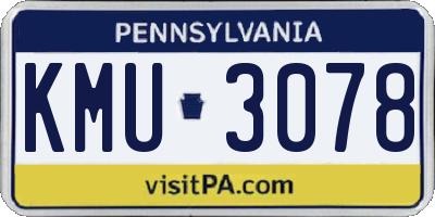 PA license plate KMU3078