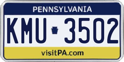 PA license plate KMU3502