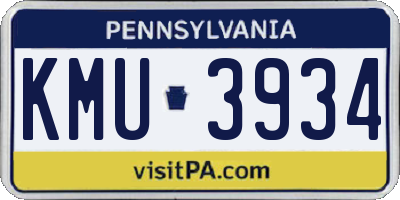 PA license plate KMU3934