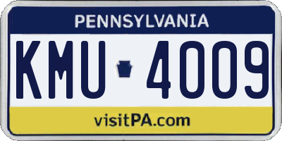 PA license plate KMU4009