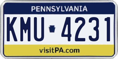 PA license plate KMU4231
