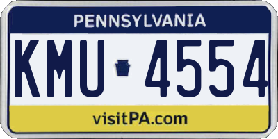 PA license plate KMU4554