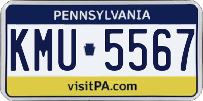 PA license plate KMU5567