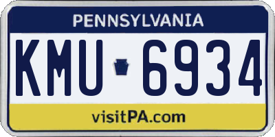 PA license plate KMU6934