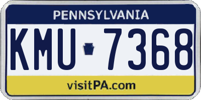 PA license plate KMU7368