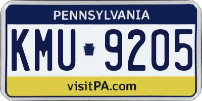 PA license plate KMU9205