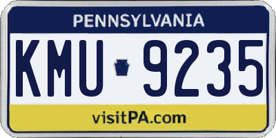 PA license plate KMU9235