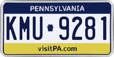 PA license plate KMU9281