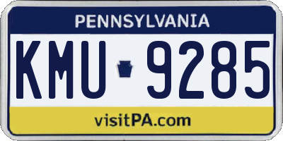PA license plate KMU9285