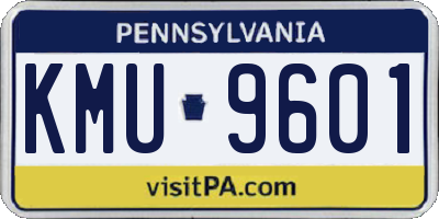 PA license plate KMU9601