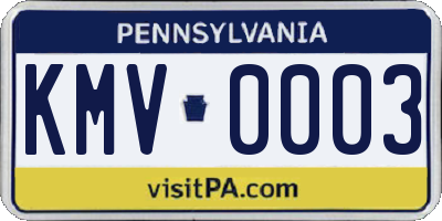 PA license plate KMV0003