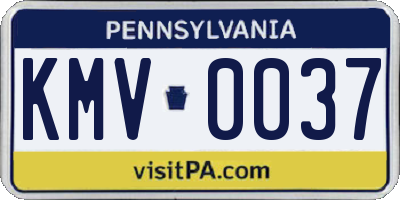 PA license plate KMV0037