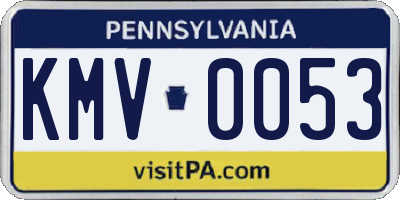PA license plate KMV0053