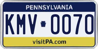 PA license plate KMV0070