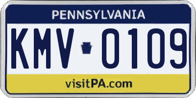 PA license plate KMV0109