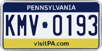 PA license plate KMV0193