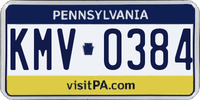 PA license plate KMV0384