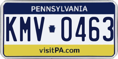 PA license plate KMV0463