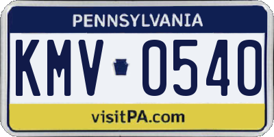 PA license plate KMV0540